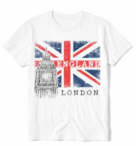 London England Flag Printed T-Shirt - White