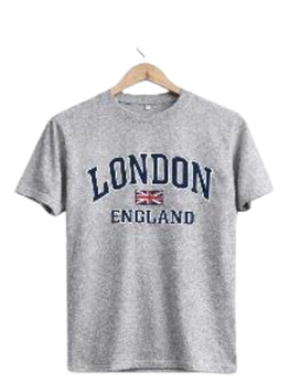 London England Embroidered T-Shirt - Light Grey (Navy Blue Applique) (Copy)