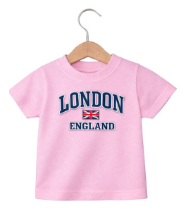 London England Kid's Printed T-Shirt - Pink