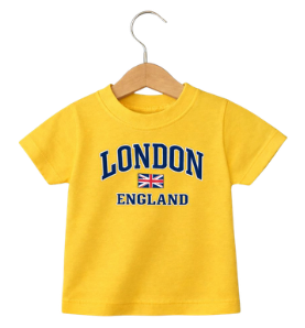 London England Kid's Printed T-Shirt - Yellow