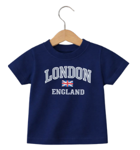London England Kid's Printed T-Shirt - Navy Blue