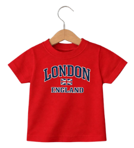 London England Kid's Printed T-Shirt - Red
