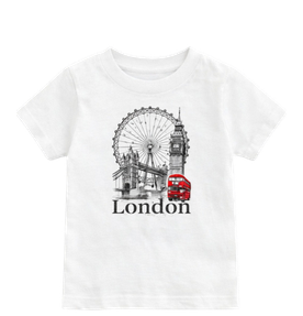 Bus & Tower Kid's Printed T-Shirt - White