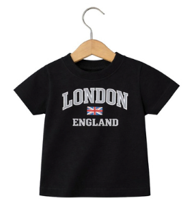 London England Kid's Printed T-Shirt - Black
