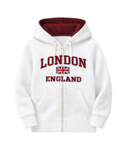 London England Kid's Embroidered Hoodie - White