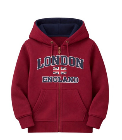 London England Kid's Embroidered Hoodie - Maroon